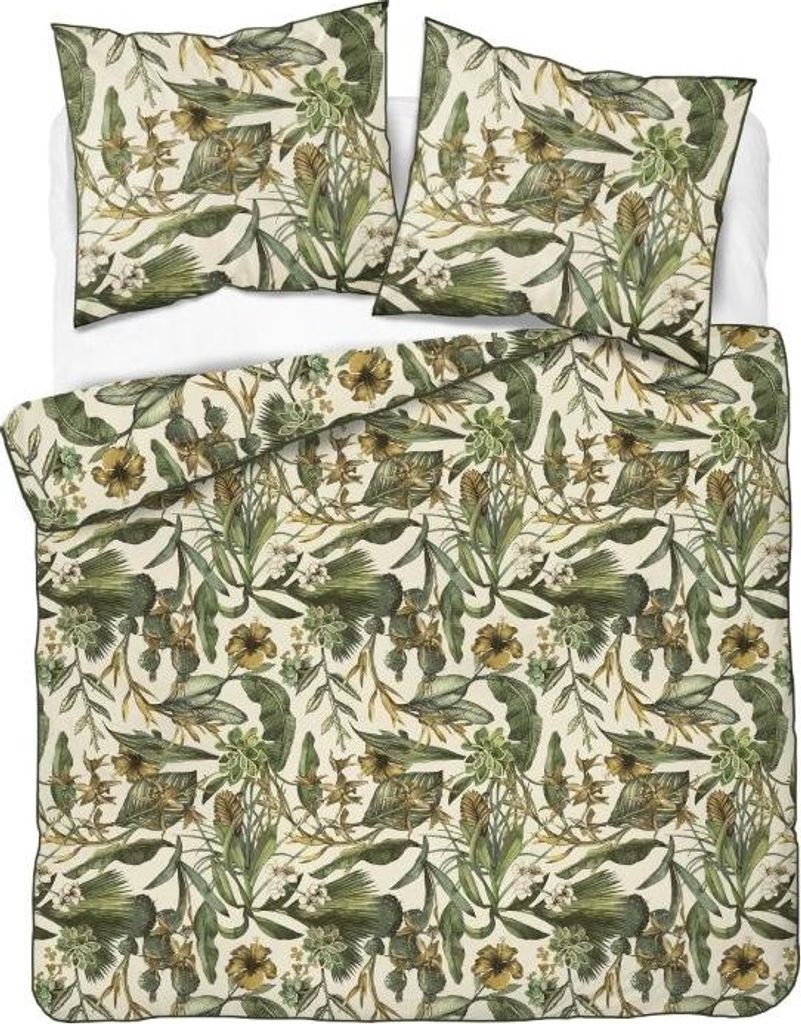 Perkal-Bettwäsche mit elegantem Saum 160x200 5241a Blätter