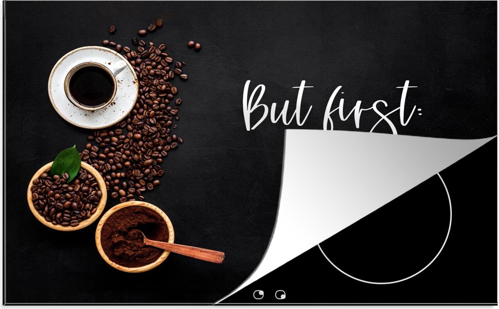 KitchenYeah Herdabdeckplatte Zitate - Kaffee - Sprichwörter - Aber erst der Kaffee , 80x52cm, Küche Deko, Glaskeramikkochfeld Herdabdeckung, Ab...
