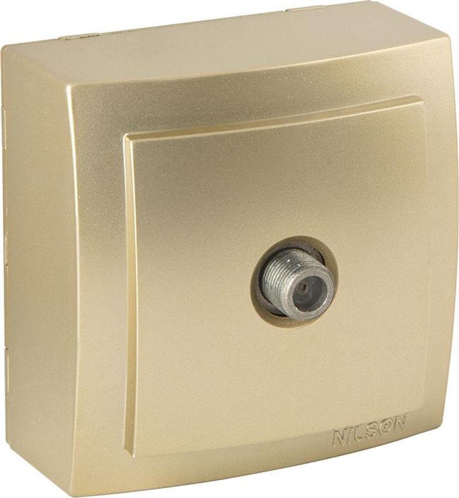 SAT-Durchgangsdose Gold Metall Optik – Aufputz IP20 für Innen – THEMIS