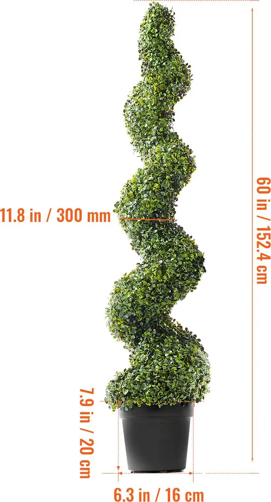 Set di alberi topiari in bosso artificiale SucceBuy 60,set da 2,design a spirale,foglie extra,vaso e decorazione,resistente ai raggi UV | Leroy Merlin