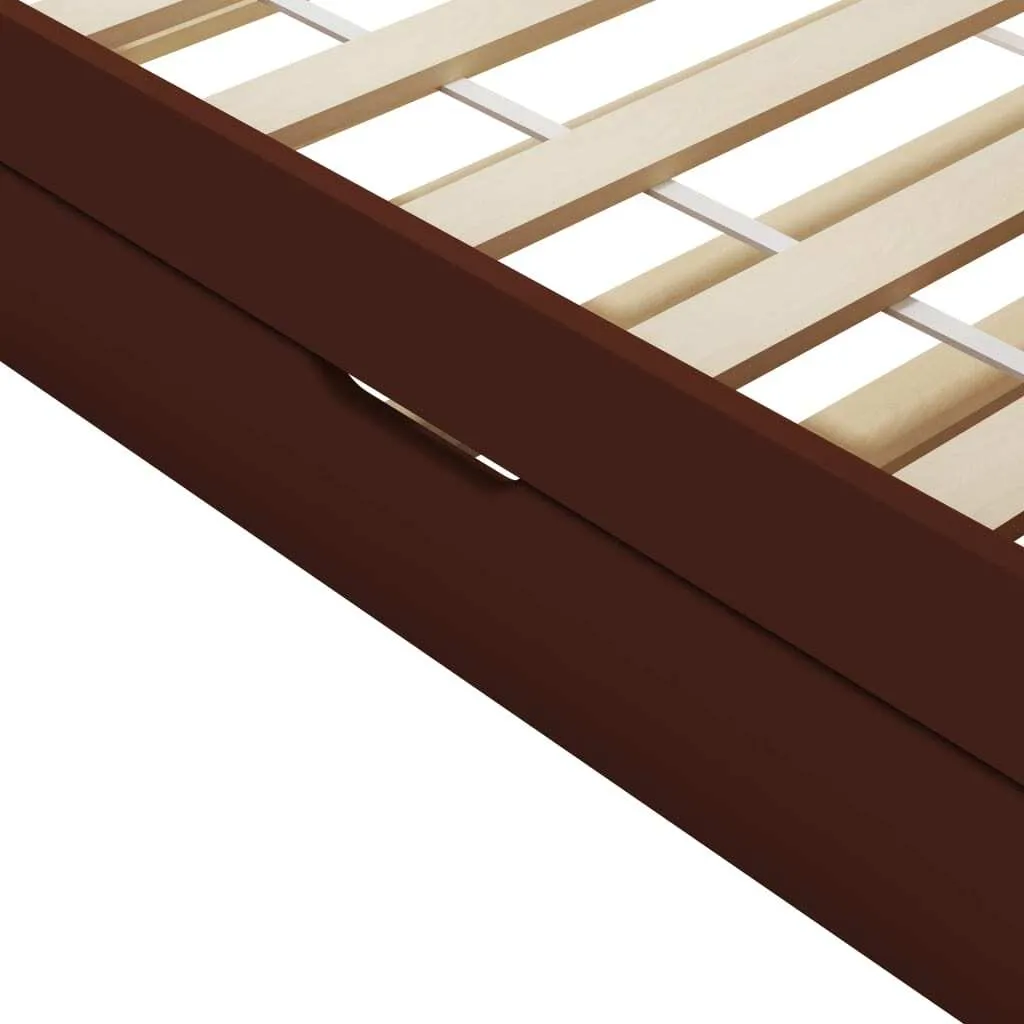 vidaXL Canapé-lit Cadre de lit en Pin Brun Foncé 90x200 cm Robuste