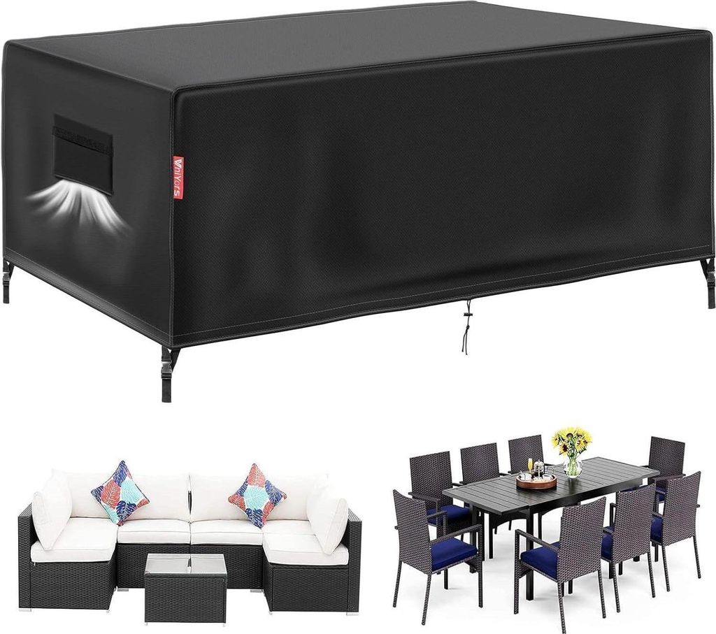 Schutzhülle Gartenmöbel 180x120x74cm Oxford Schwarz Produktbild 