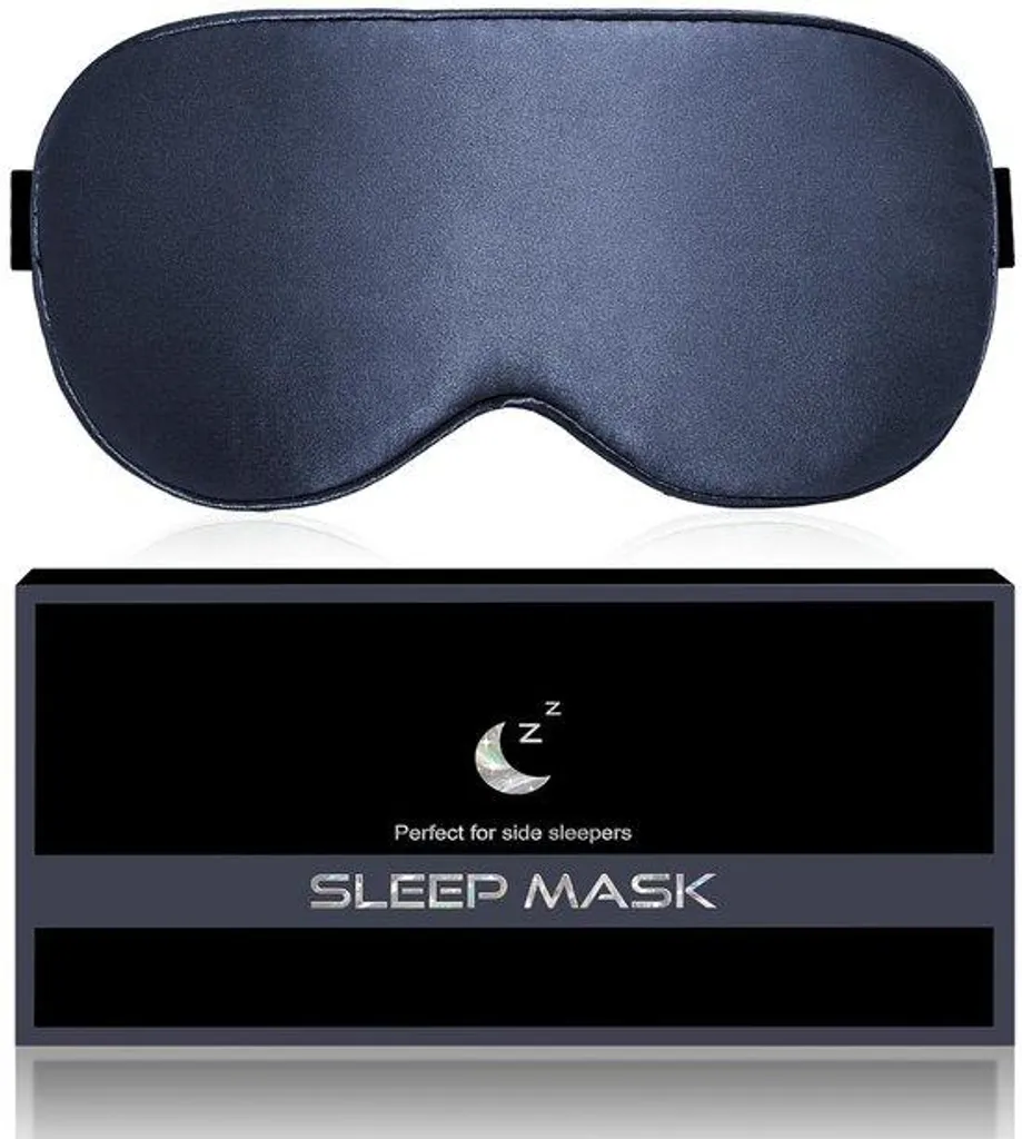 Dormez mieux avec le masque de sommeil occultant en soie bleu réglable