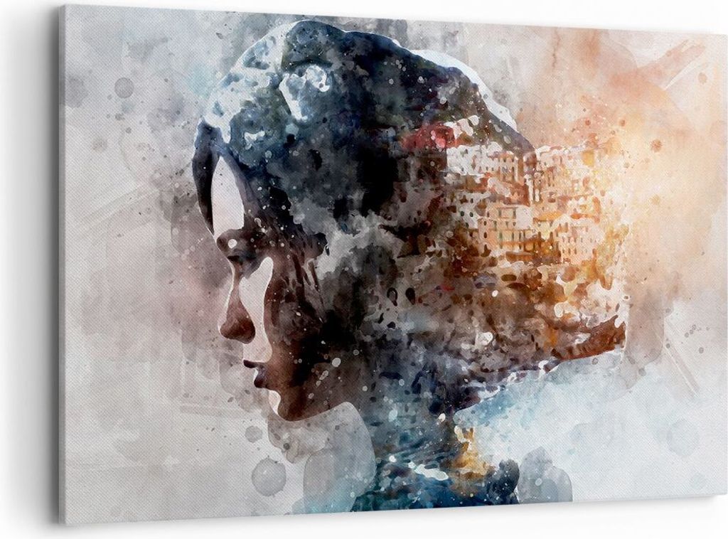 Bild auf Leinwand - Leinwandbild - Frau Abstraktion - 120x80cm - Wand Bild - Wanddeko - Wandbilder - Leinwanddruck - Bilder - Kunstdruck - Wanddeko...