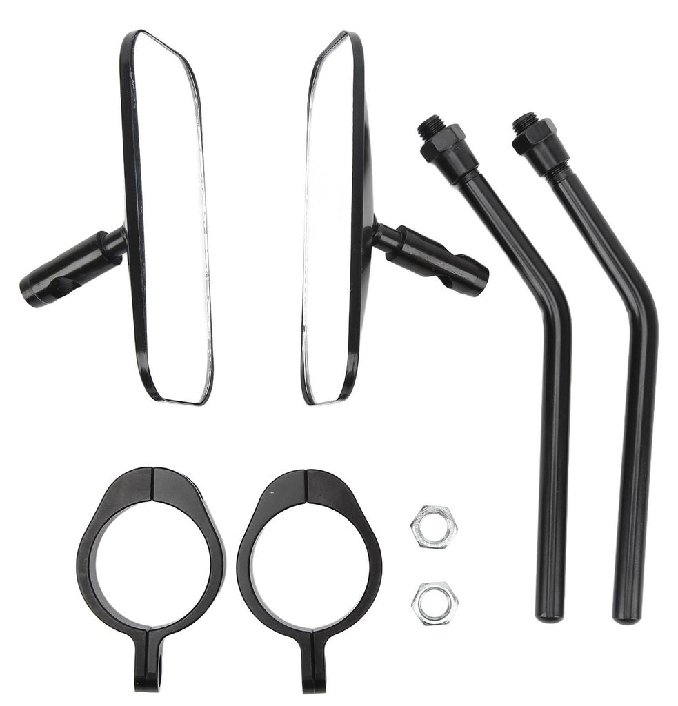 Motorrad-Rückspiegel, quadratisch, klar, Weitwinkel-Seiten-Rückspiegel-Flügel-Set für Stoßstangen-Stoßdämpfer mit 38 mm Innendurchmesser, Sc...