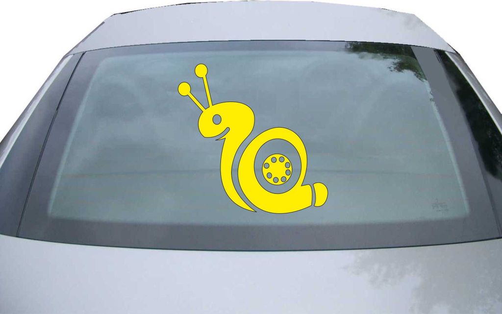Indigos UG - Aufkleber Heckscheibe & Motorklappe DE6082 - gelb - 600x599 mm - turbo snail II - Auto Scheiben Fenster Heckklappe Tuning Racing JDM -...