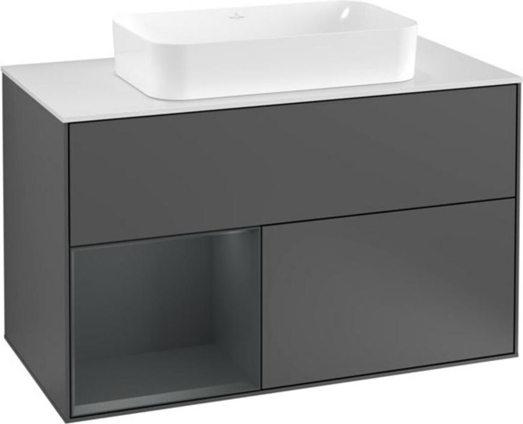 V&B Waschtischunterschrank Abdeckplatte wh. m Finion 100x60,3cm, Rg l md b m Lac, Anthrac. m
