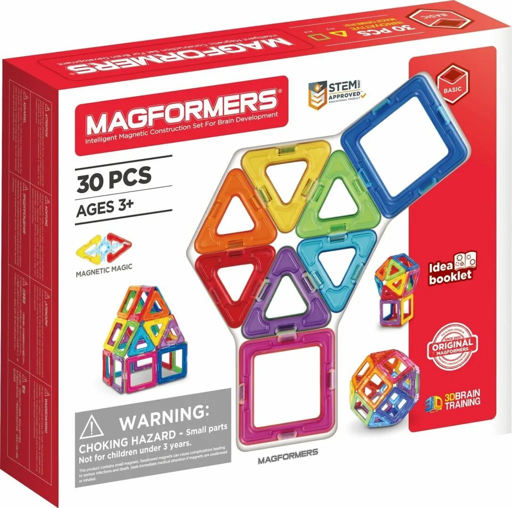 Jeu de construction magnétique Magformers 30 pcs, blocs éducatifs 3D