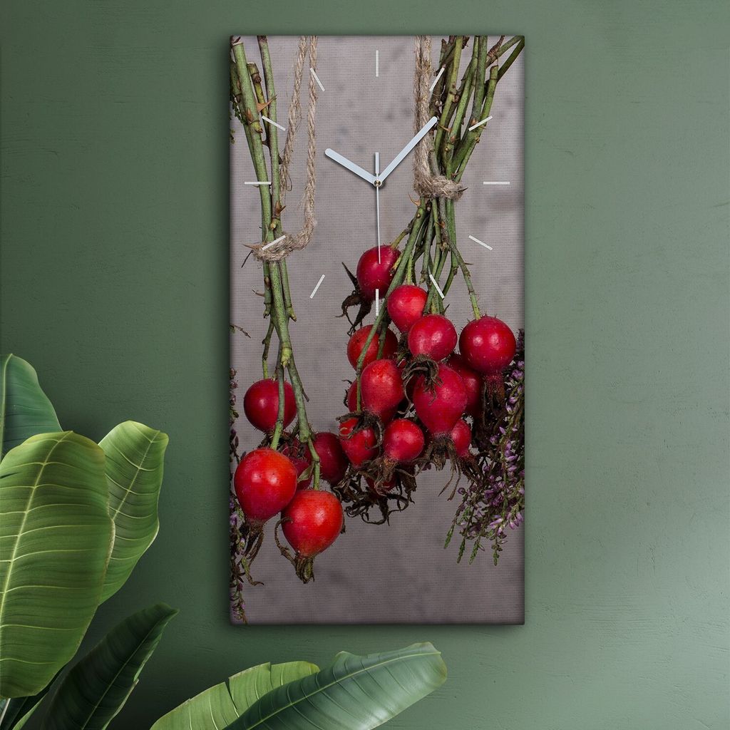 Wohnzimmer Leinwand Uhr Geräuschlos Küche 30x60 Hängende, Kräuter, Herbs, weiße Zeiger