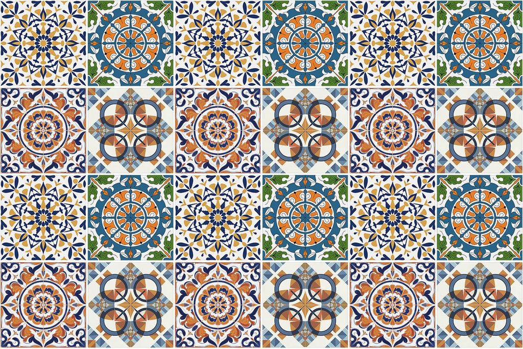 Fliesenaufkleber 20 x 20 cm – 24 Stück – Selbstklebend – Wasserfest – Pflegeleicht – Hitzebeständig – Für Küche & Bad – Blumenmot...