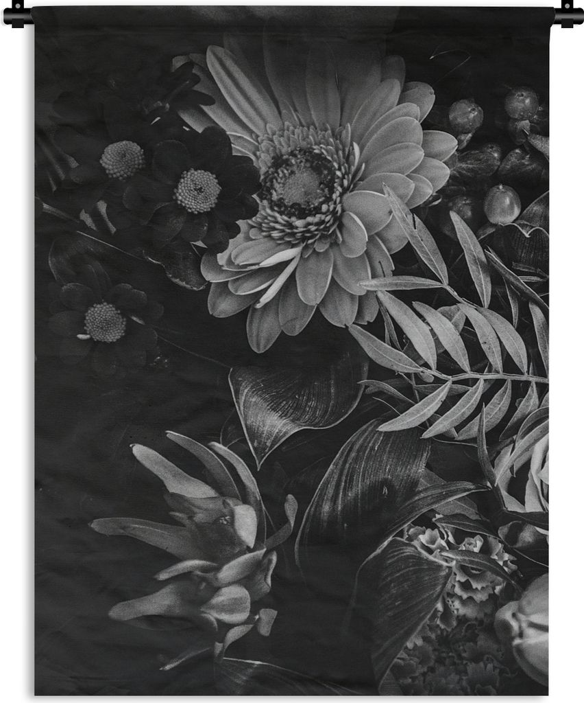 MuchoWow Wandteppich Wandbehang Blumenstrauß - Stilleben - Blumen - Pflanzen - Rot 90x120 cm Tapisserie Dekoration Wandtuch - Wanddeko