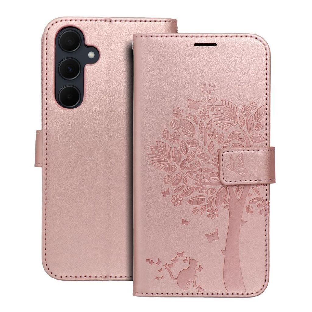 MEZZO Book Case passend für SAMSUNG A35 5G Baum gold rosa