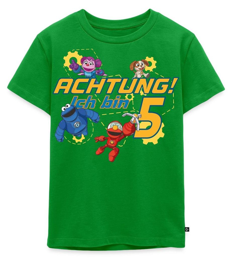 Spreadshirt Achtung Ich Bin 5 Jahre Alt Mecha Builders Team Motiv Kinder Premium T-Shirt, 134/140 (8 Jahre), Grün
