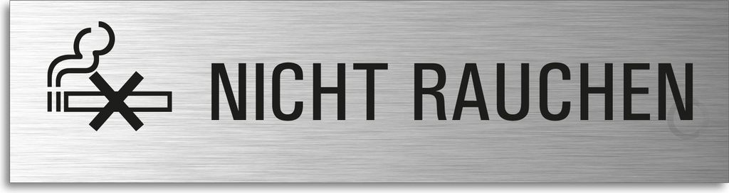 Türschild Nicht rauchen Hinweisschild mit Piktogramm Aluminium Edelstahloptik 160x40 mm selbstklebend