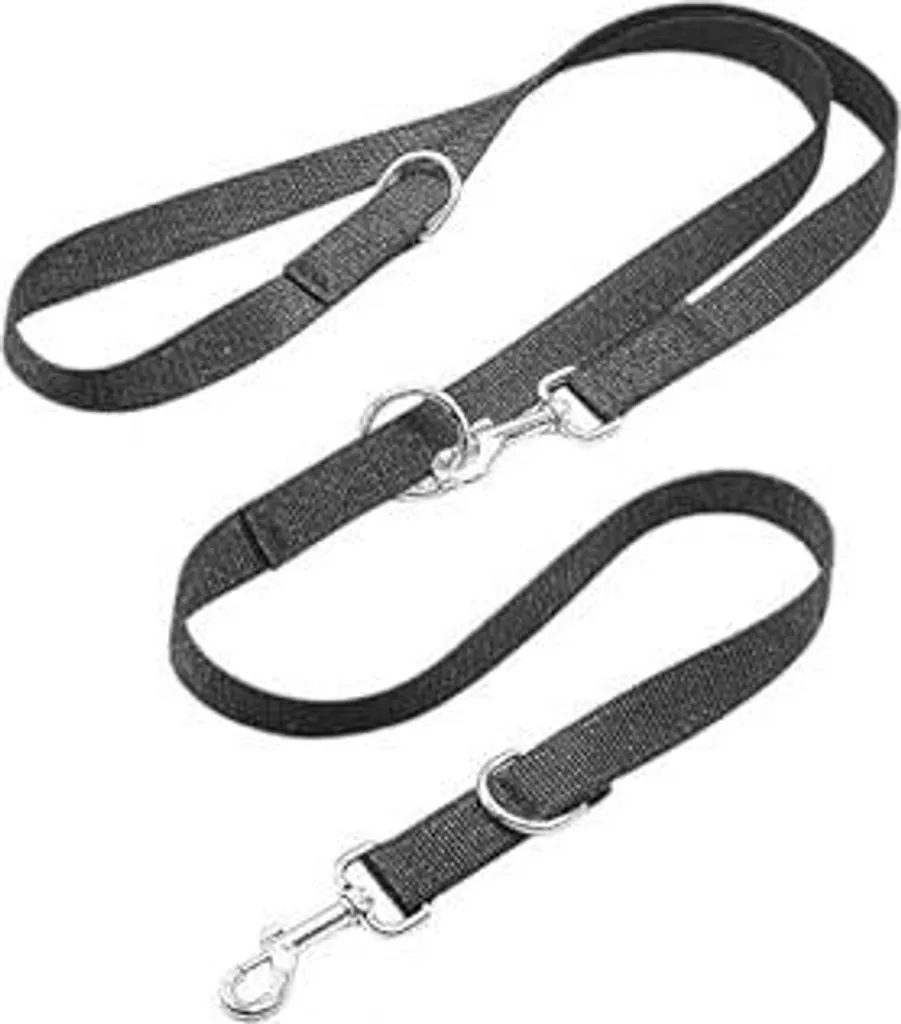 Guinzaglio Addestramento 2,55m Nero Nylon | Doppio Controllo Mani Libere