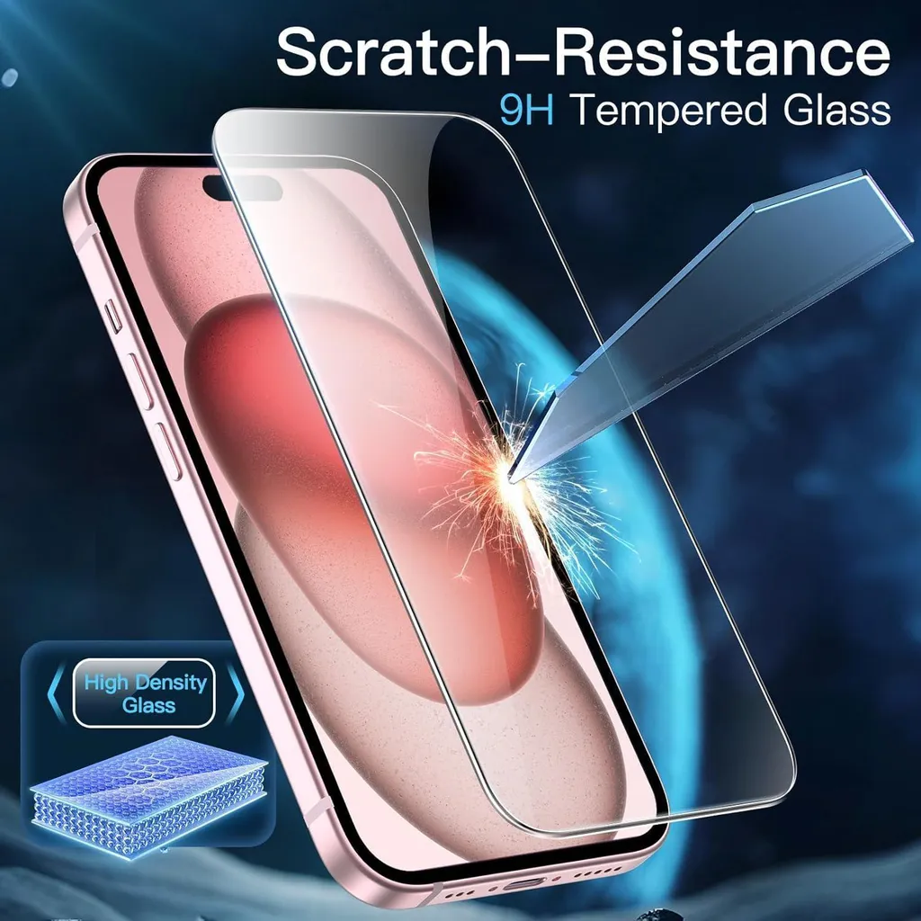 Protection d'Écran iPhone 15 en Verre Blindé 9H Robuste - Pack de 3 - 6