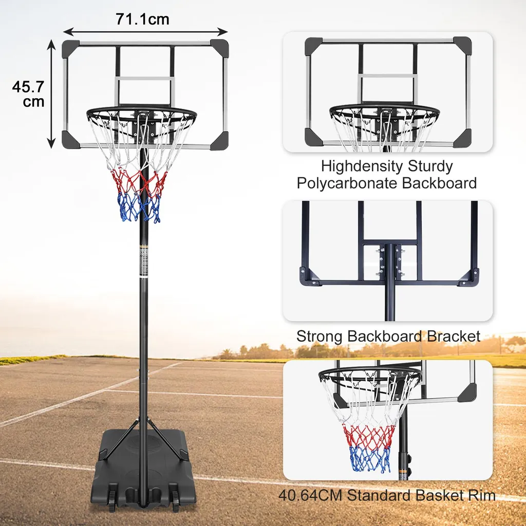 Équipement de basketball extérieur réglable avec support mobile robuste