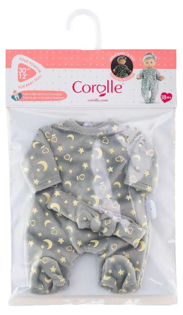 Corolle Puppen Pyjama und Stirnband 30cm - Glow in the Dark Babypuppen Kleidung
