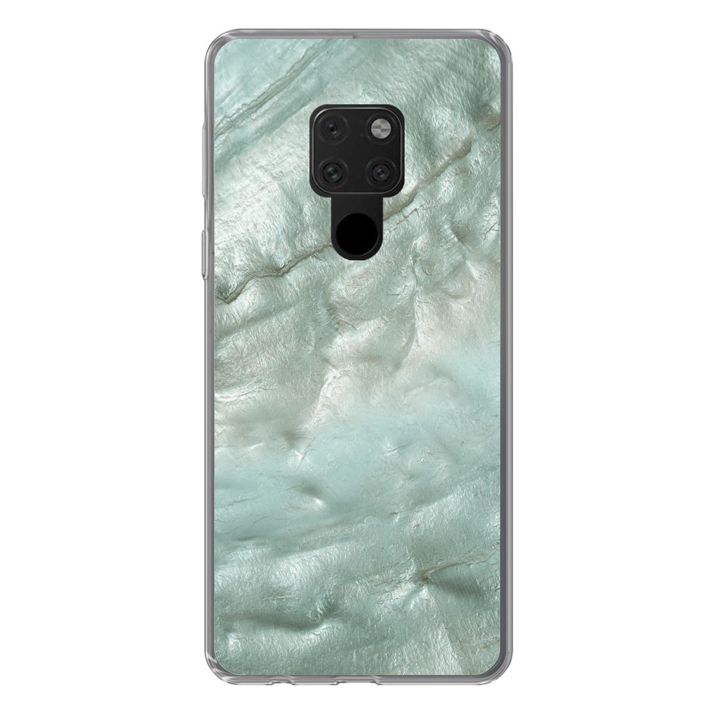 MuchoWow Handyhülle Schutzhülle Hülle für Huawei P40 Lite Natursteine - Grün - Perlmutt Silikon Softcase Handy Hülle - Handy