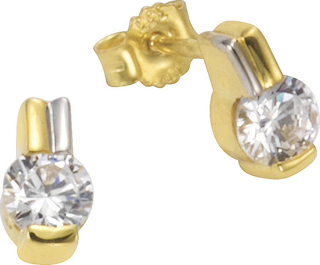 F Ohrstecker 333/- Gold 0,7cm gelb Zirkonia weiß 371320796 Produktbild 