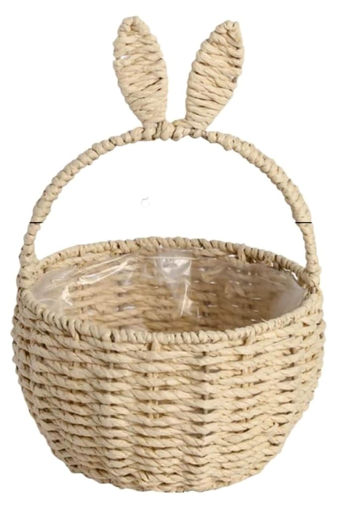Handgefertigter Papierkorb mit Hasenohren für Blumenarrangements und kleine Gegenstände (cremefarben)