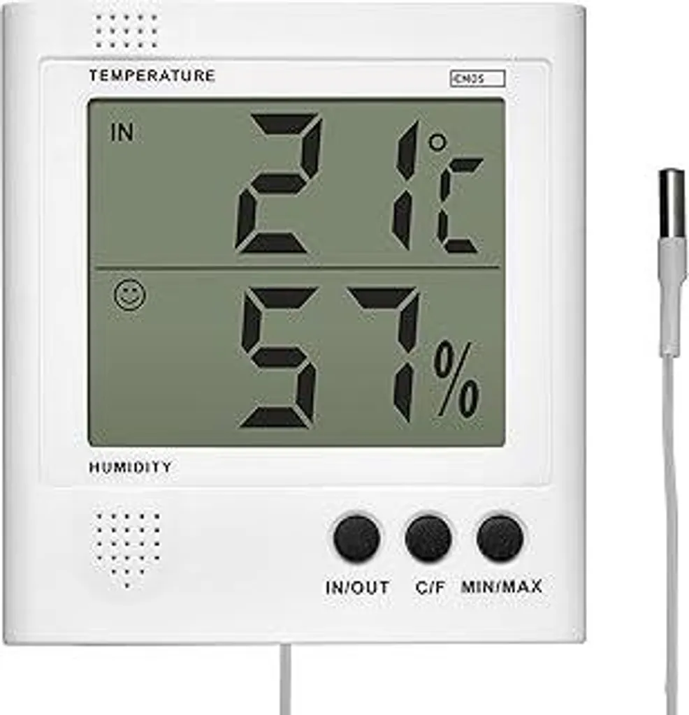 Termometro Digitale EMOS Bianco: Igrometro Interno con Sonda Esterna 2m