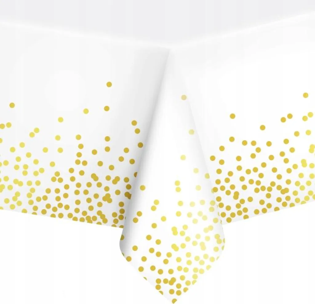 Tovaglia Elegante Bianca e Oro 137x274 cm - Plastica Effetto Tessuto