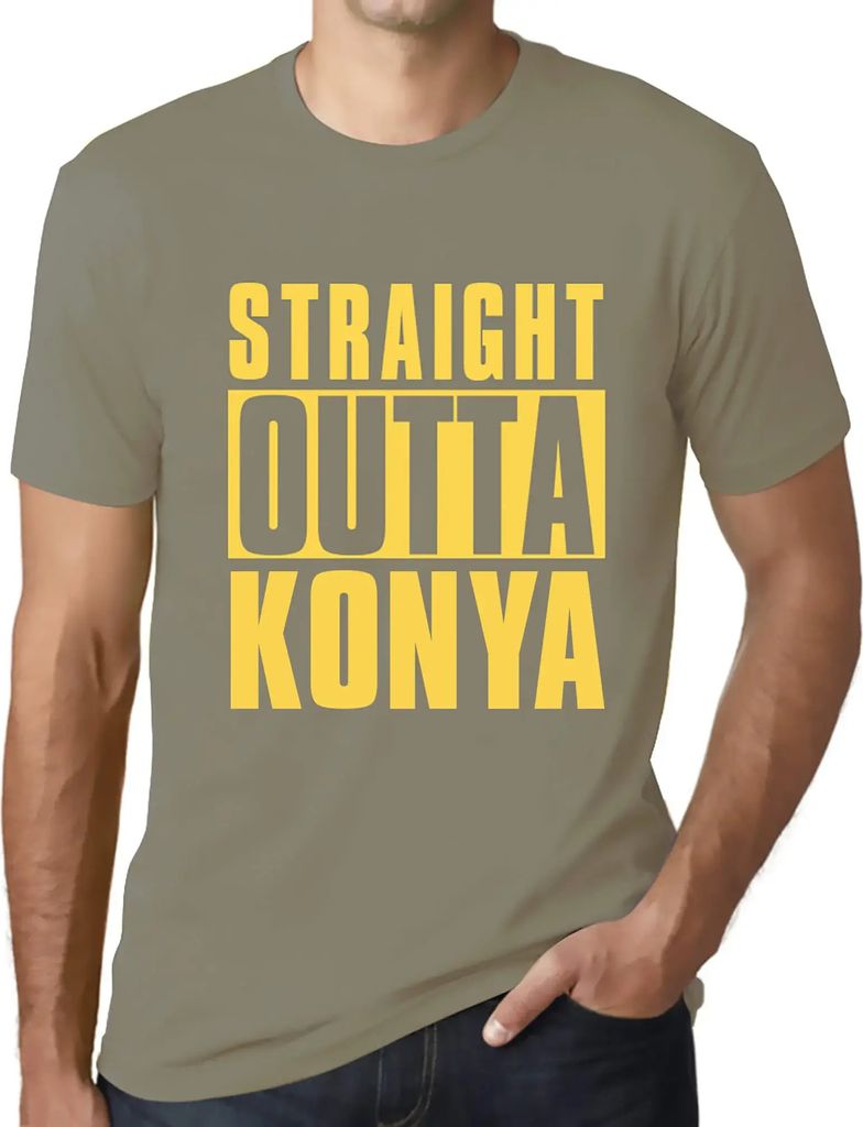 Herren Grafik T-Shirt Straight Outta Konya Öko-Verantwortlich Vintage Jahrgang Kurzarm Lustige Druck Geburtstag Geschenk Mann