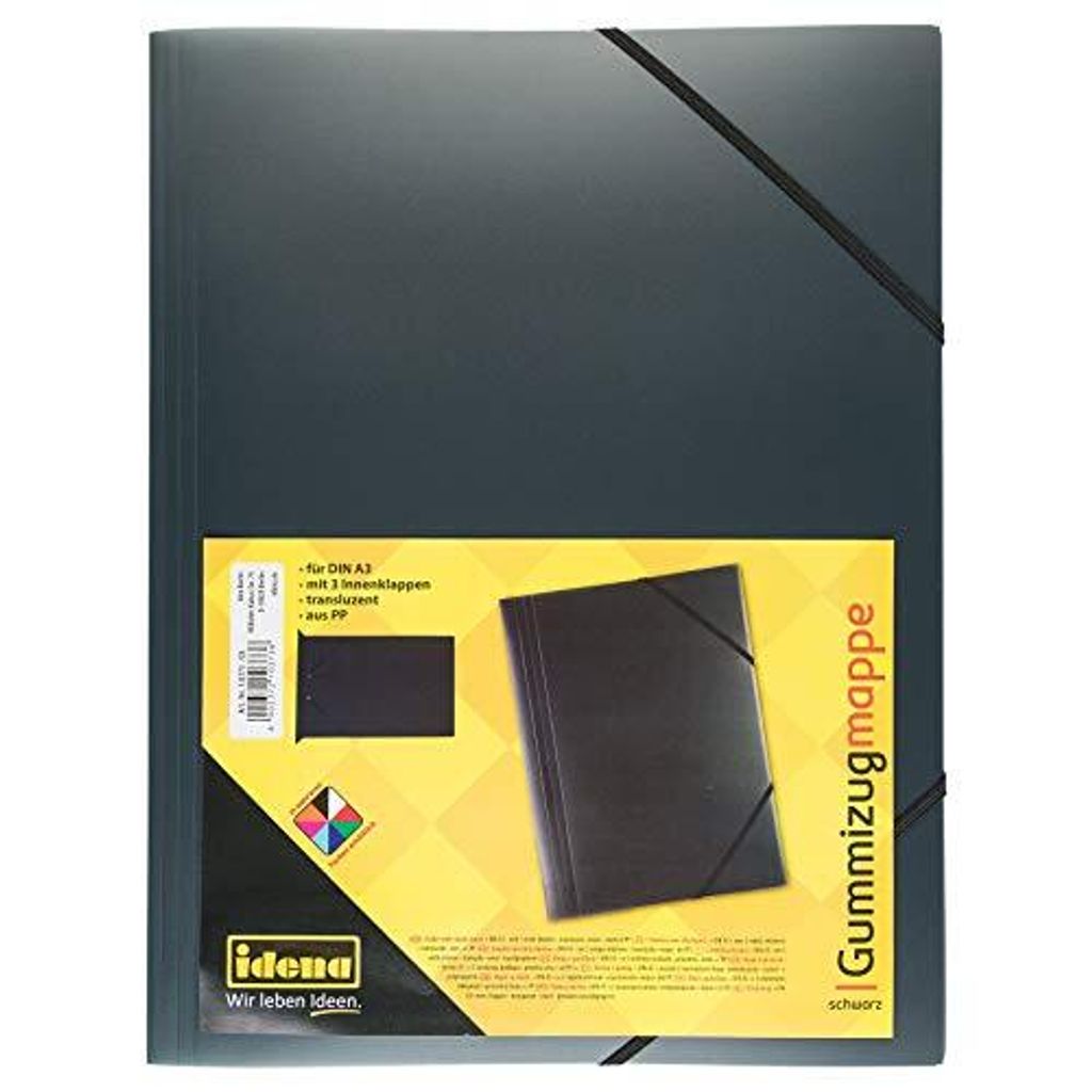 Idena Sammelmappe PP mit Gummizug transluzent schwarz DIN A3