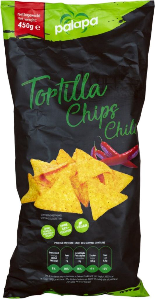 Palapa Tortilla Chips mit Chili Geschmack Maismehl Nachos 450g