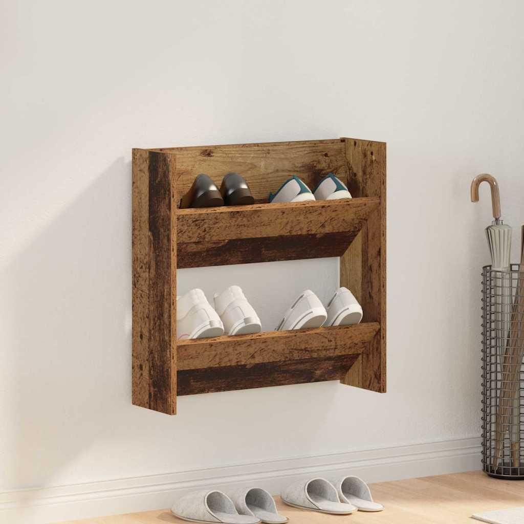 Wandschuhschränke Altholz 60 x 18 x 60 cm Holzwerkstoff, Schuhregale Design Möbel Neu