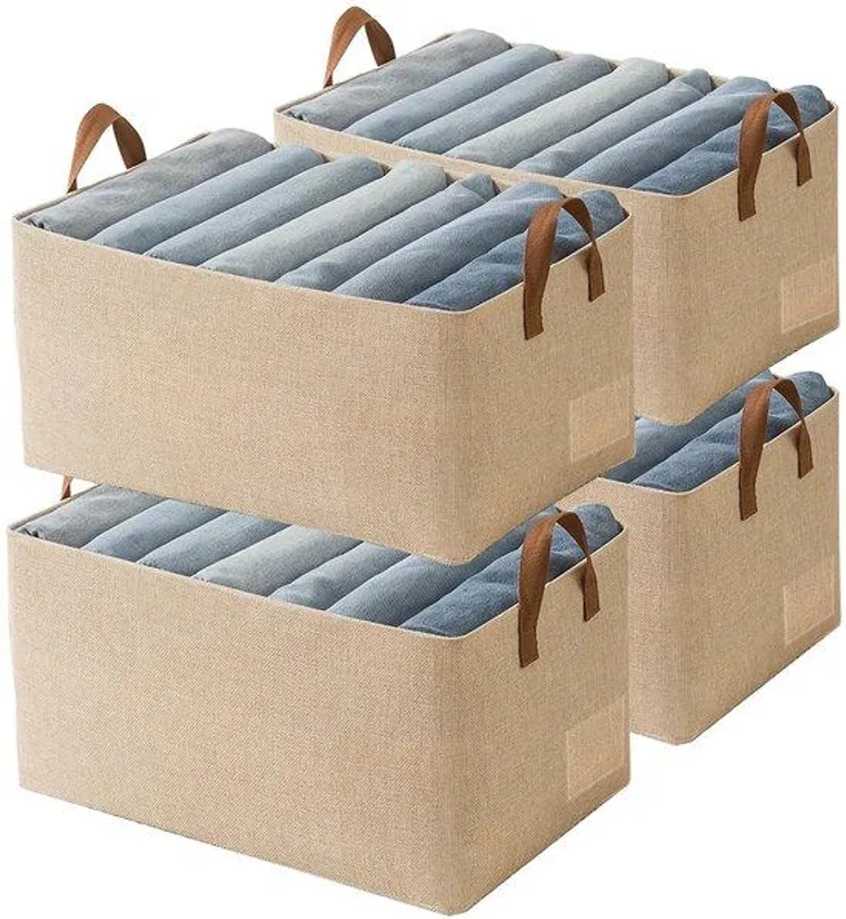Organisateur à vêtements empilable en tissu beige pour garde-robe