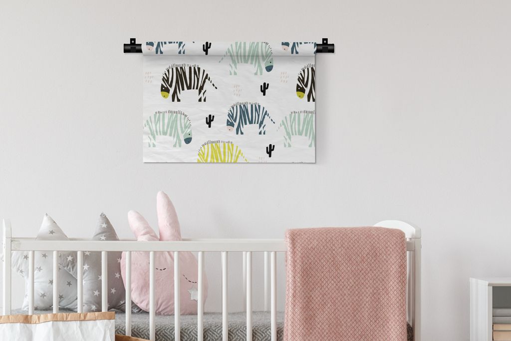 MuchoWow® Wandteppich Wandbehang Zebra - Farben - Kaktus - Produktbild 