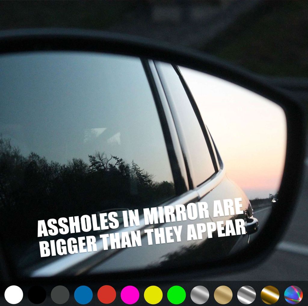 PantherPixel Objects In Mirror Aufkleber Rückspiegel Are Bigger Sticker Auto Geschenkidee Farbe Weiss