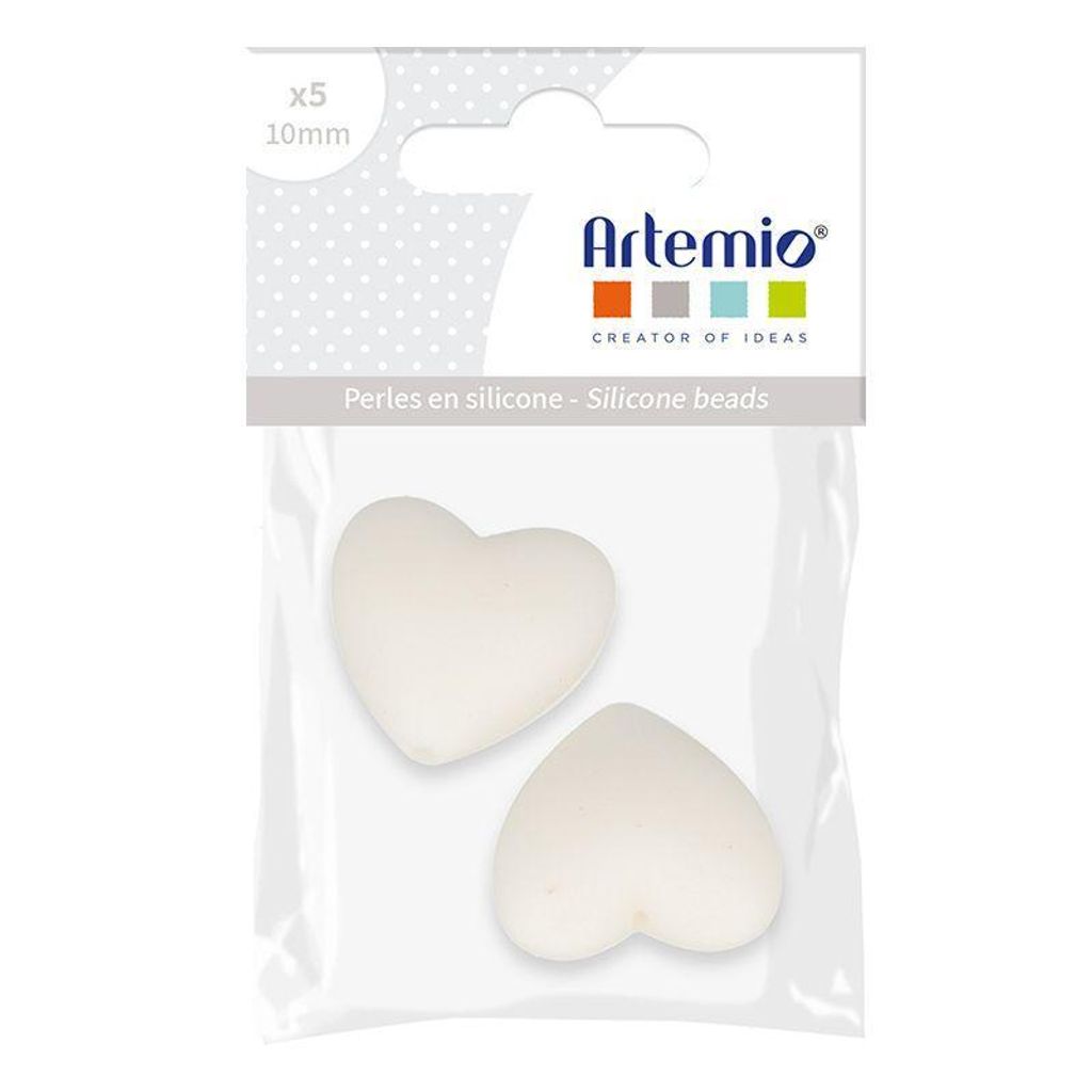Silikon-Perlenherz x 2 - 29 x 19 x 12 mm - weiß Produktbild 