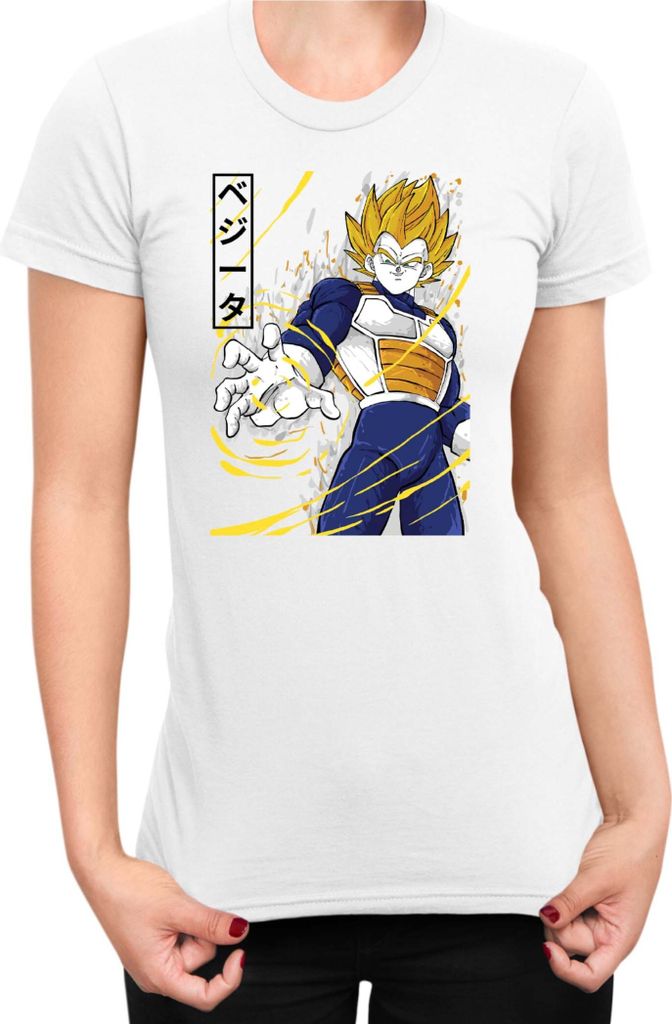 Damen T-Shirt Dragon Anime Manga Ball Z Vegeta 02, Lady S / Weiß