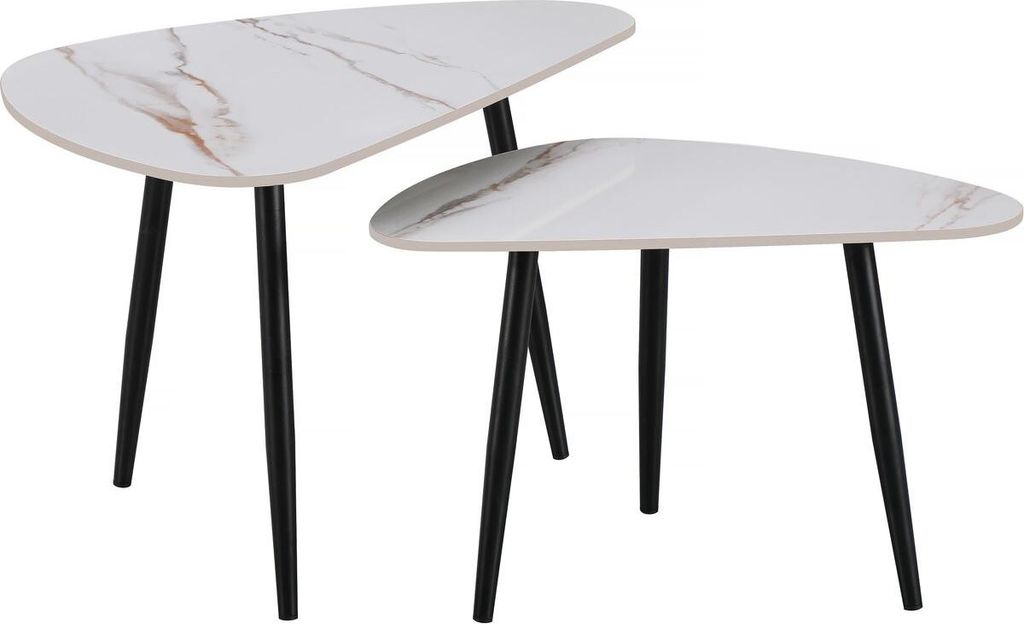 2er-Set Couchtische aus Keramik "Terra" - 49 x 79 x 56 cm - Weiß