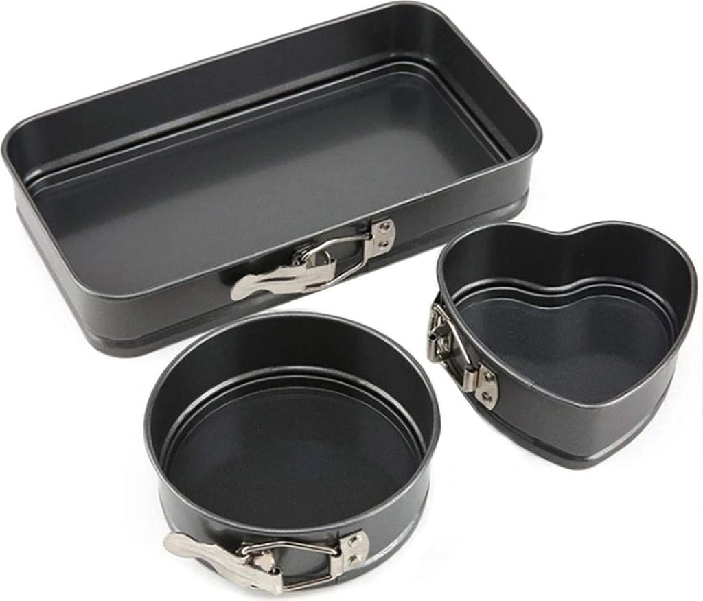 Springform-Set - vielseitig - 3 Stück - Antihaftbeschichtung - Kohlenstoffstahl