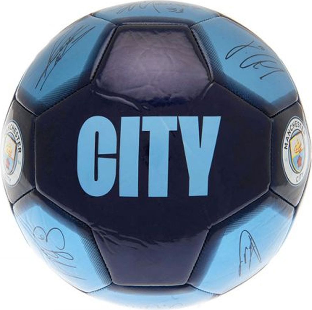 Manchester City FC - "City" Fußball mit Unterschriften BS3680 (5) (Himmelblau/Marineblau)