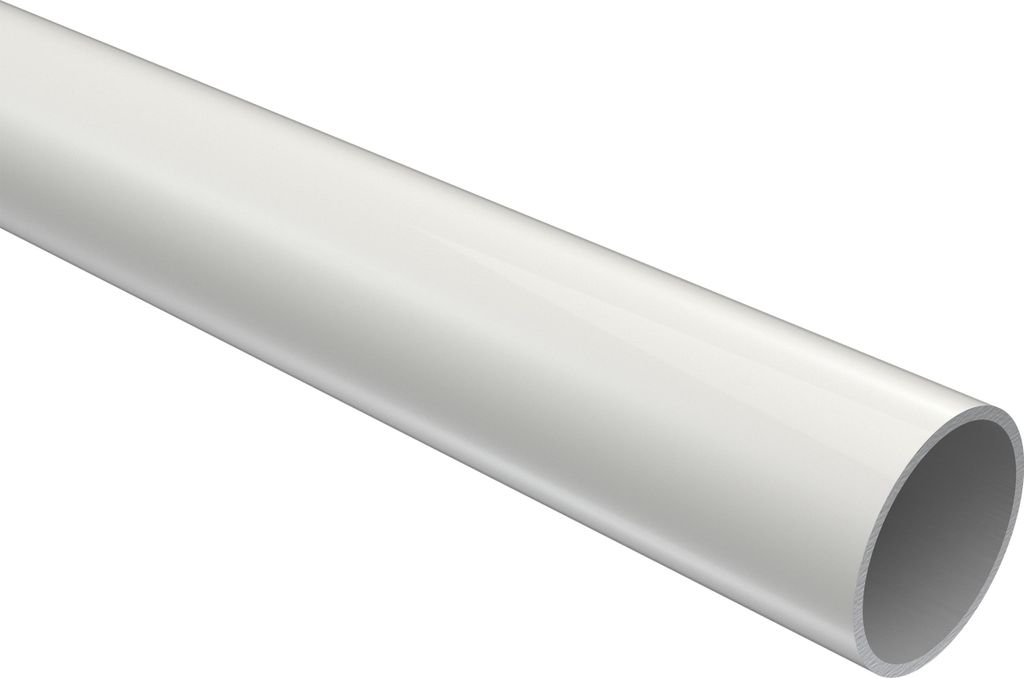 Interdeco Rundrohr / Metallrohr für Gardinenstangen 20 mm Ø Weiß, 180 cm