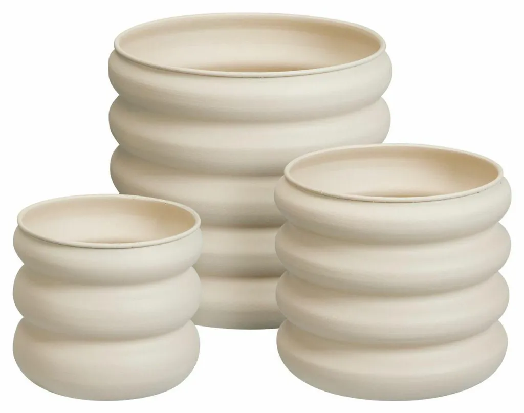 Pot de fleurs en métal crème HOWHOMELY - Trio Robuste et Décoratif