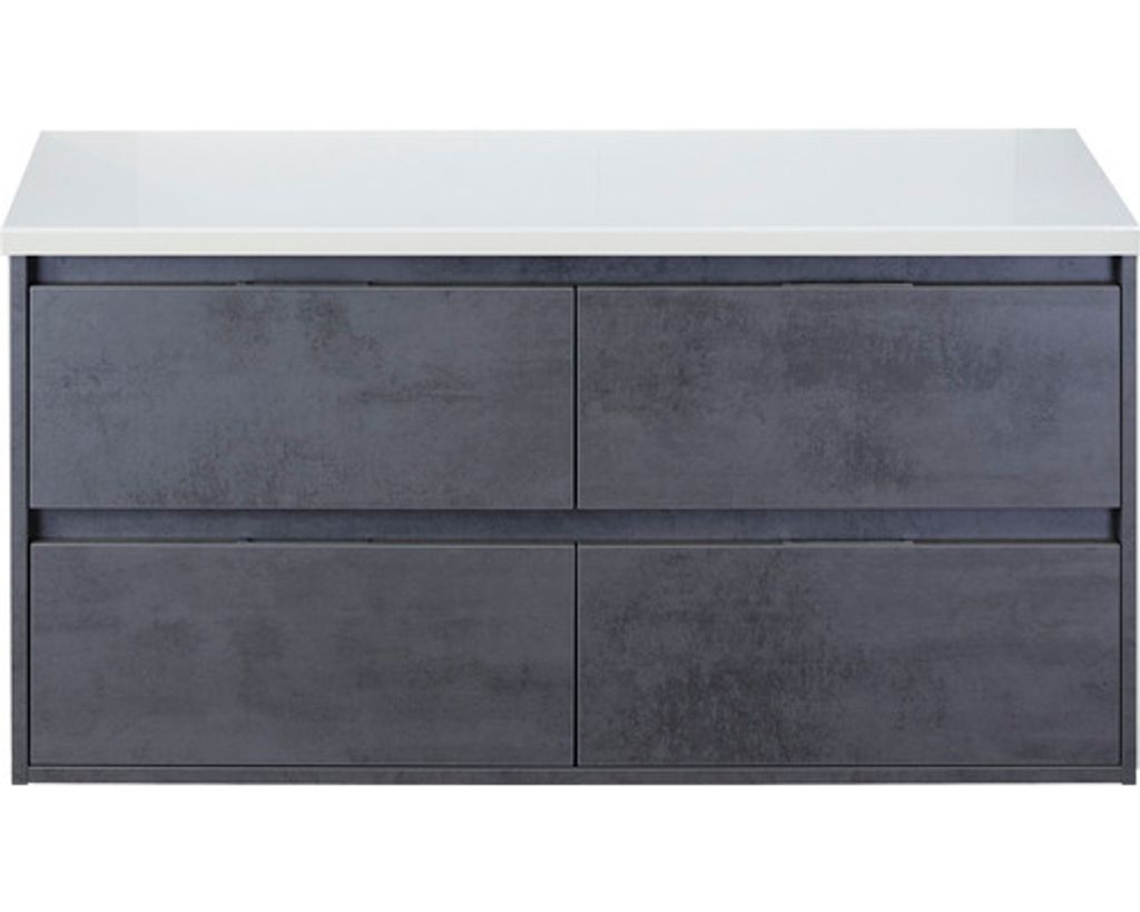 Waschtischunterschrank Sanox Porto Frontfarbe beton anthrazit BxHxT 120 x 59 x 50 cm WT-Platte weiß matt 84747241
