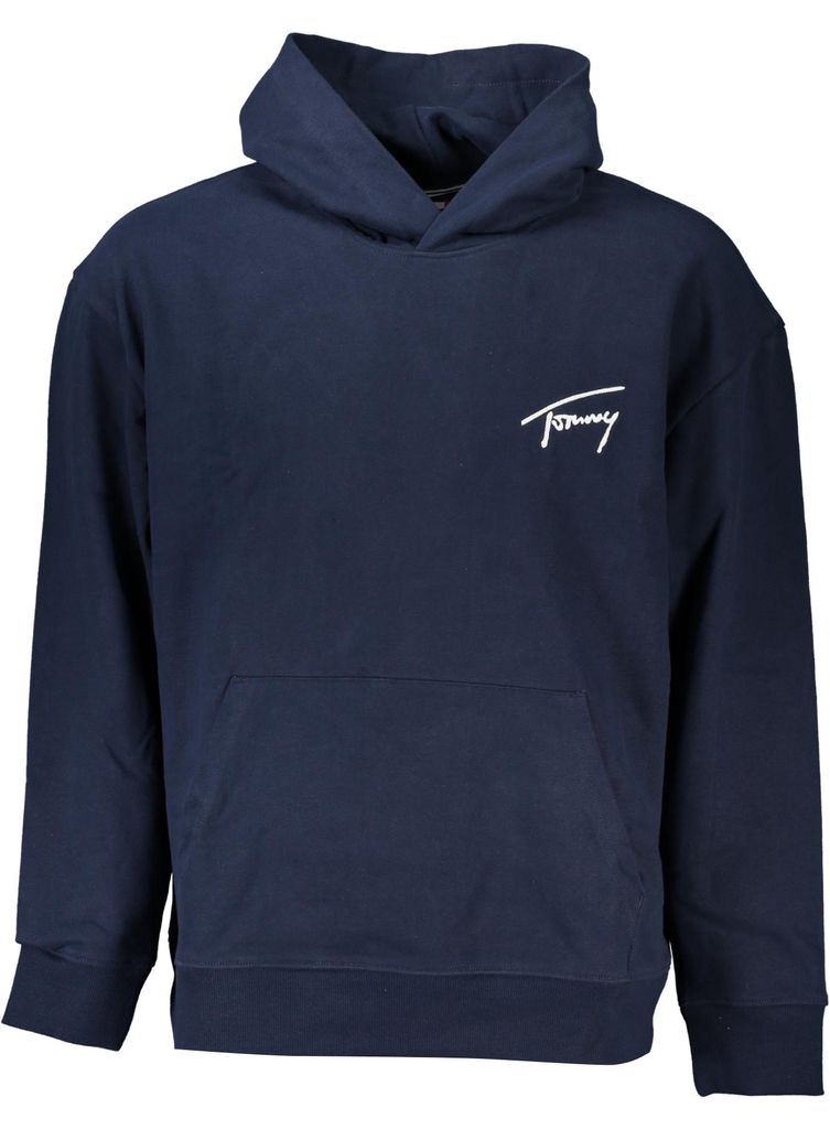 Herren Pullover Blau: Nachhaltiges Langarm-Kapuzensweatshirt mit Stickerei