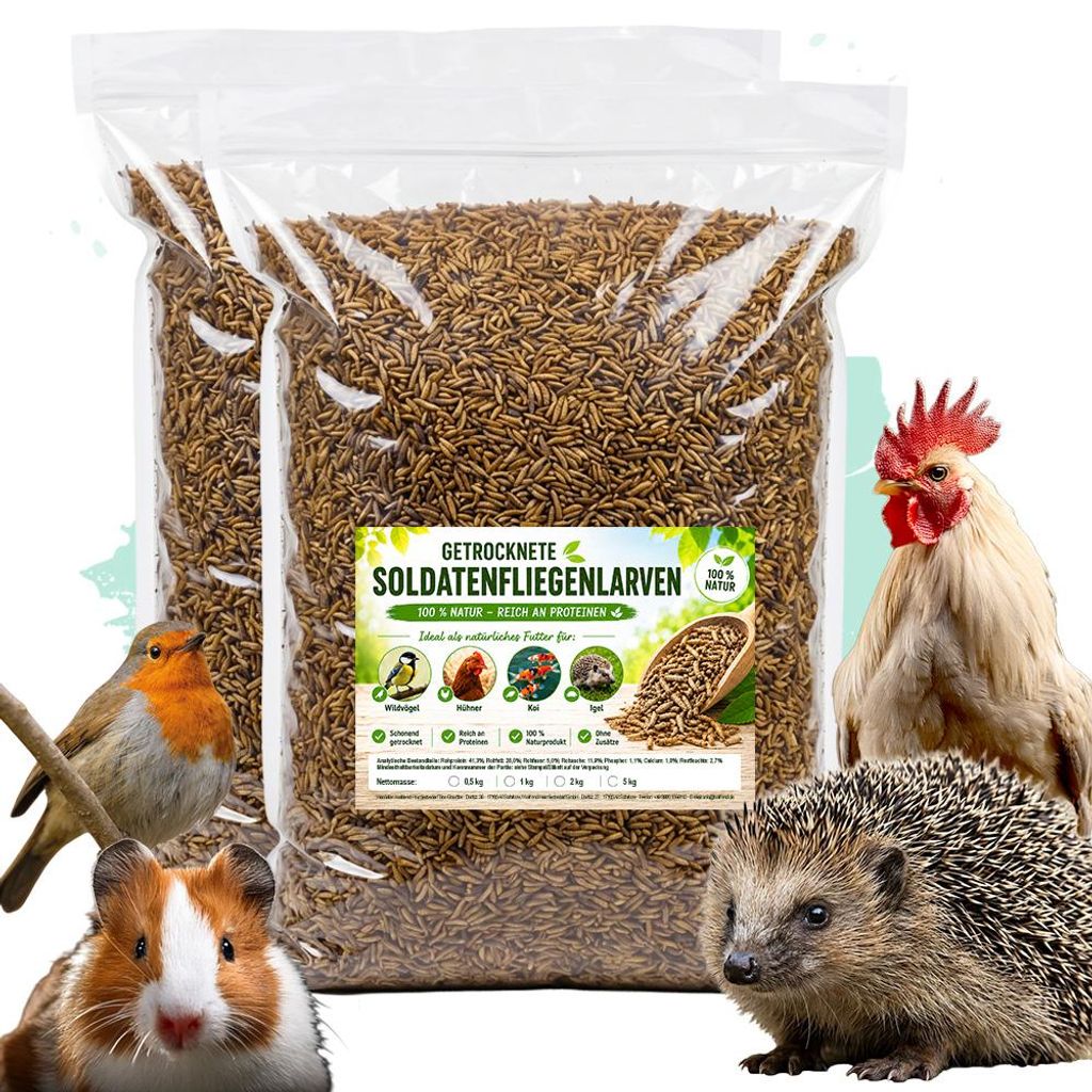 10 kg Soldatenfliegenlarven getrocknet