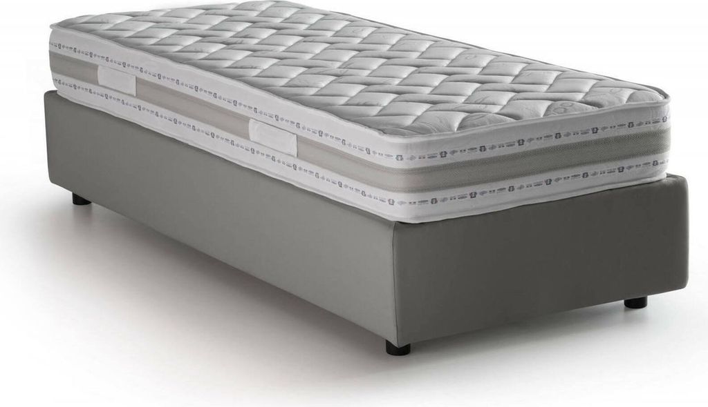 Einzelbett Sophia, Containerbett mit Stoffbespannung, 100% Italy, Frontöffnung, mit Matratze Cm 90x190 enthalten, Grau