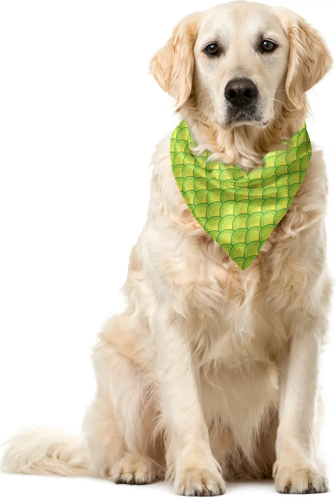 ABAKUHAUS Bandana verde per animali domestici, fiori giapponesi Waves, 40x40 cm, giallo verde verde mela