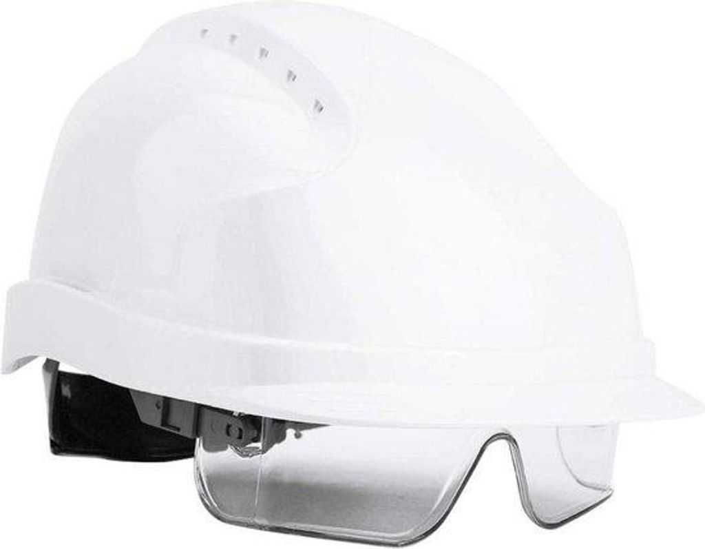Schutzhelm mit integriertem Visier - Hartes Helmmodell (Weiß)