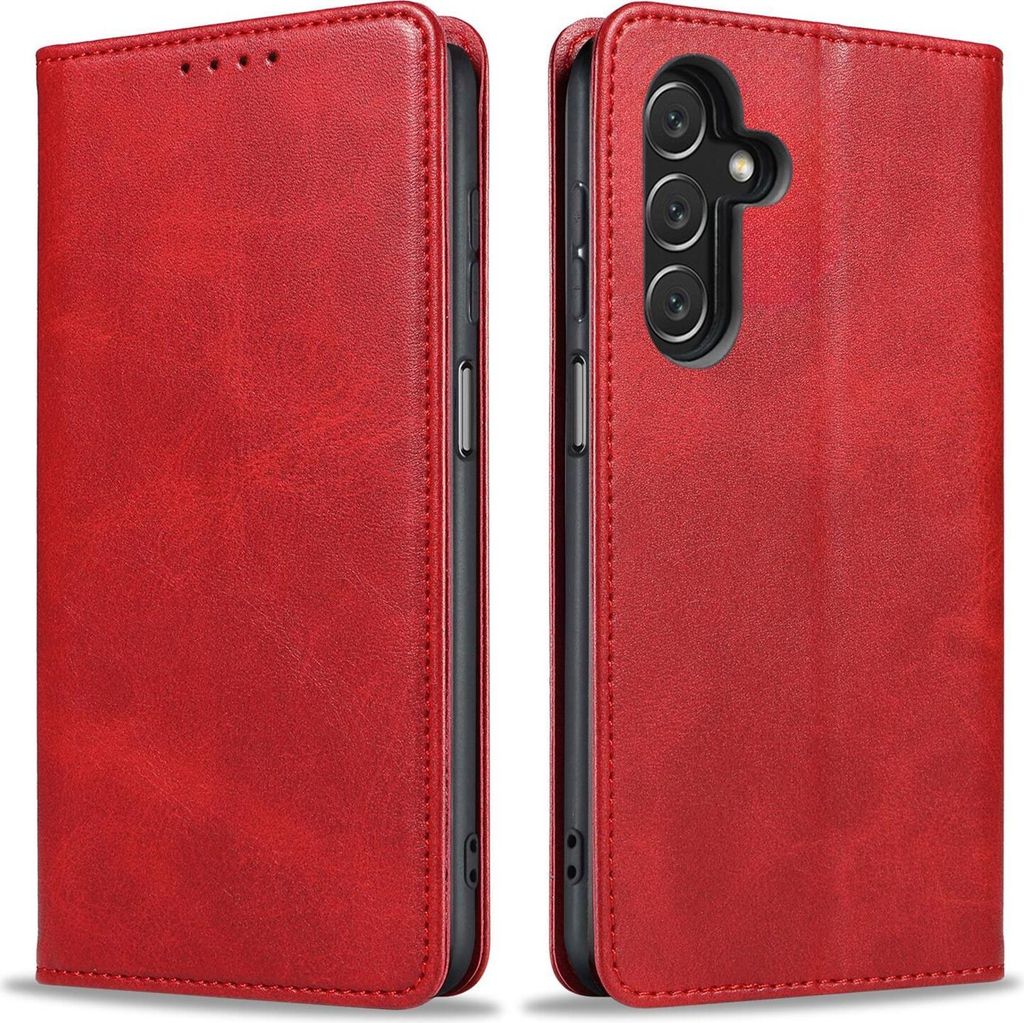 Handyhülle für Samsung Galaxy A05s Kunstleder Flip Cover Hülle Handytasche Case Kartenfach Farbe: Rot