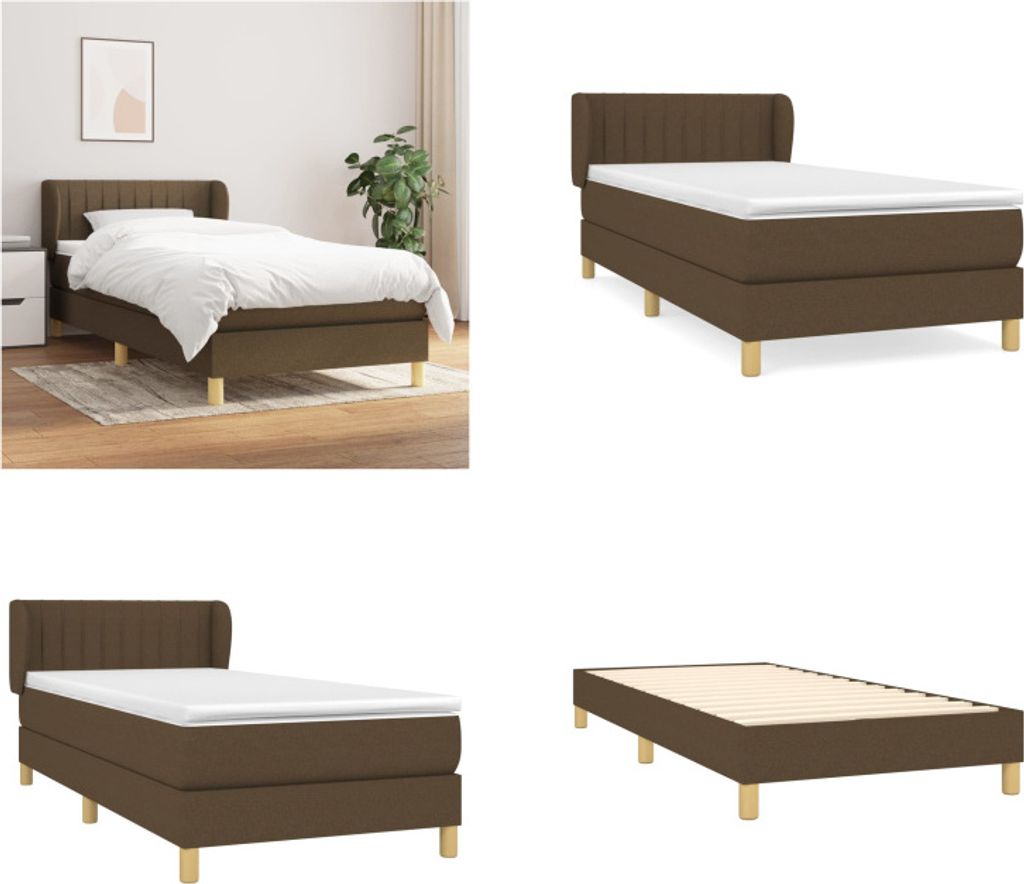 vidaXL Boxspringbett mit Matratze Dunkelbraun 90x200 cm Stoff - Boxspringbett - Boxspringbetten - Bett - Schlafzimmermöbel