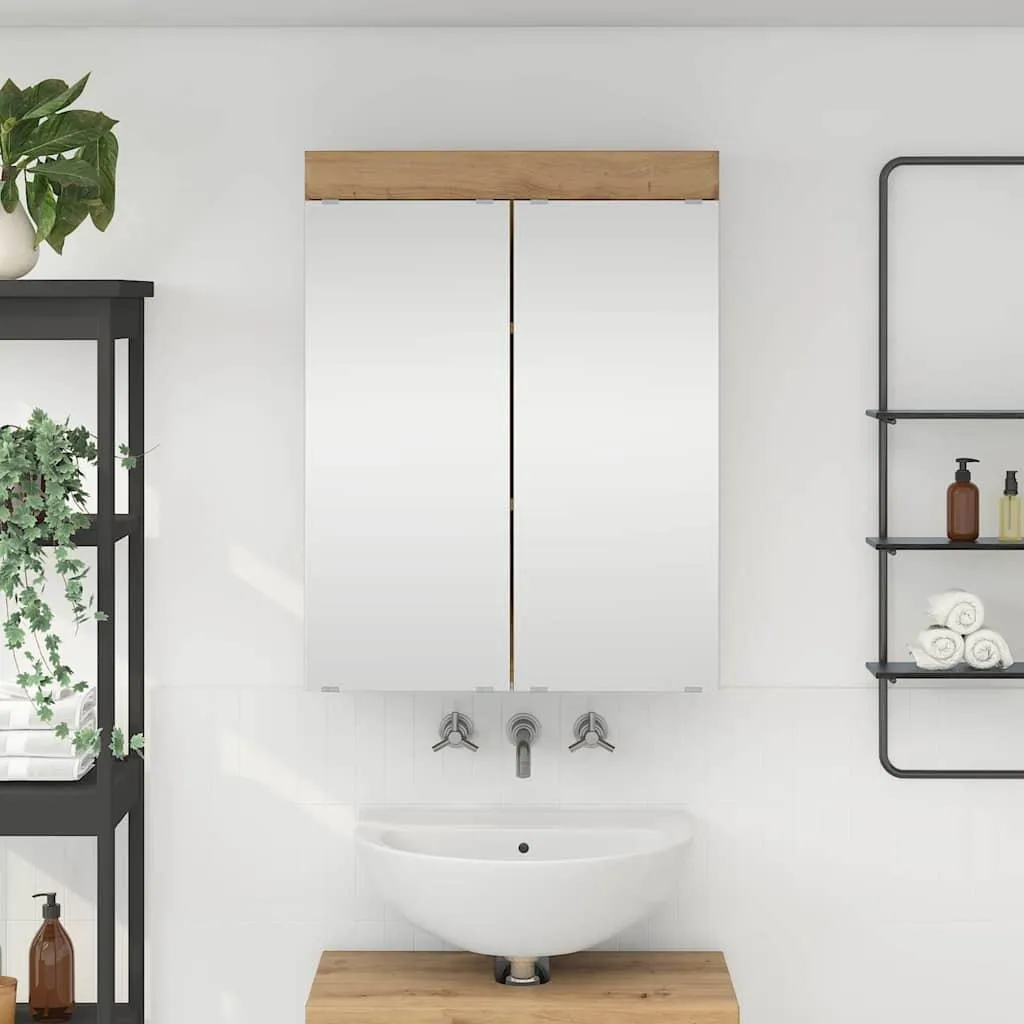 vidaXL TULUM Armadio Bagno Specchio 60 cm - Finitura Rovere Artisan - 2